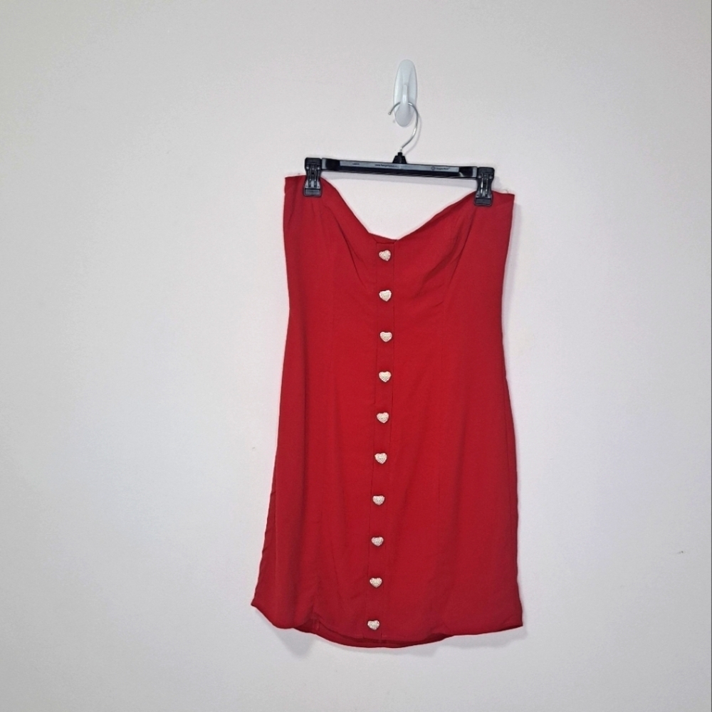 Reformation Neve Strapless Mini Dress Red 8 NWT - Picture 5 of 11